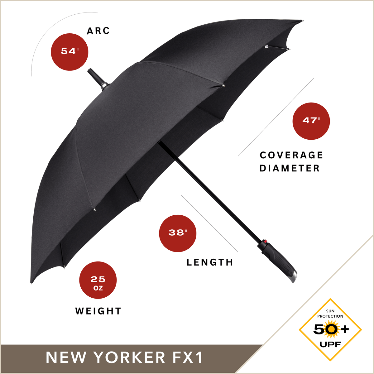 LifeTek New Yorker FX1 - Full Size Automatic Golf Umbrella