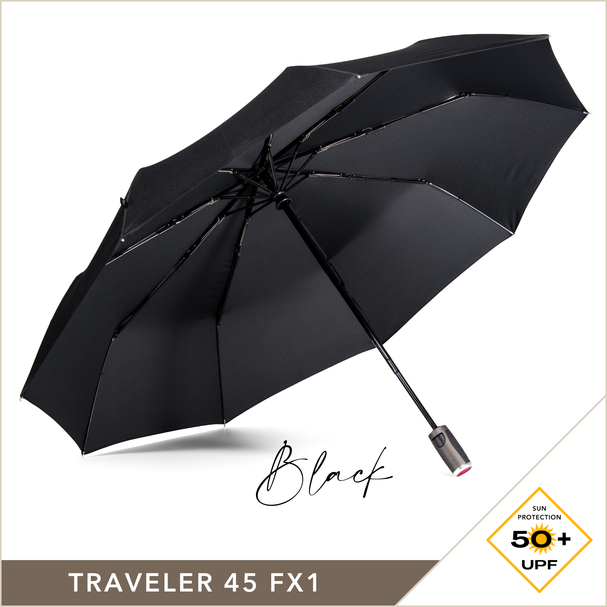 LifeTek Traveler 45 FX1 - Full Size Windproof Travel Umbrella